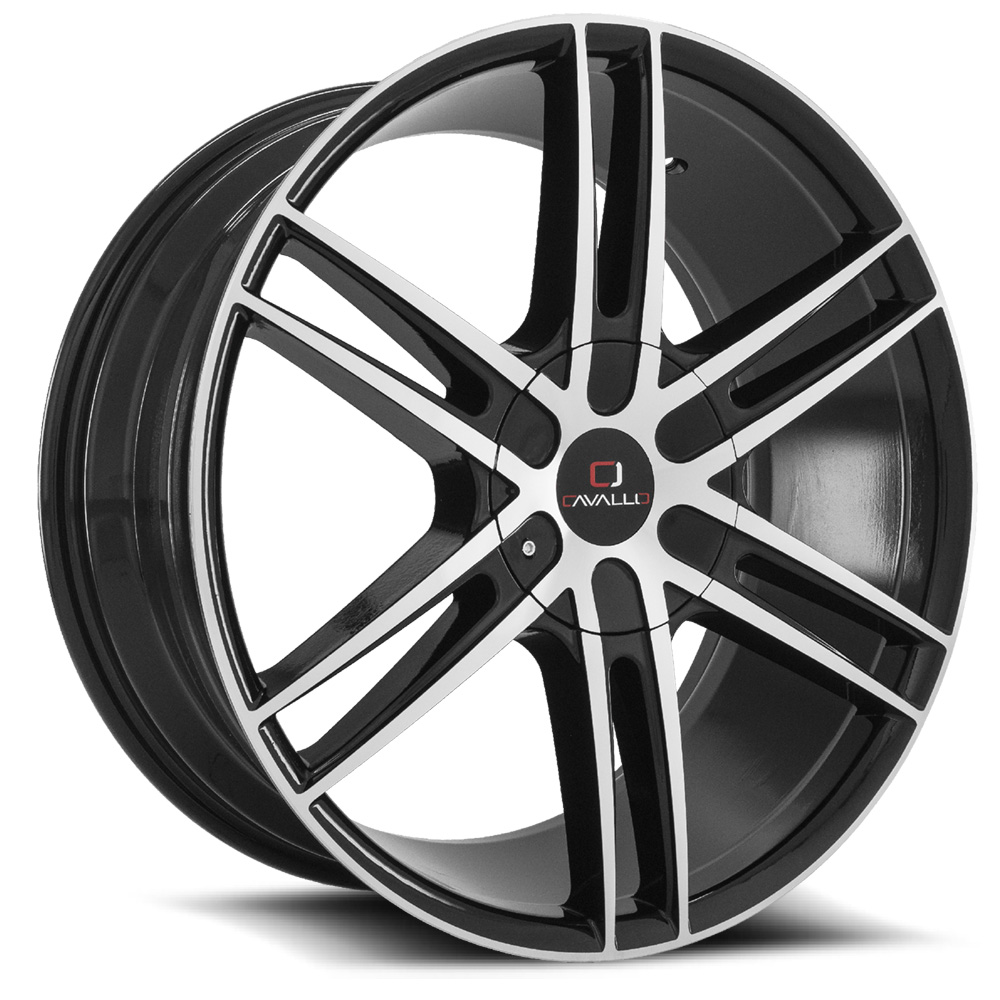 Cavallo Clv-20 Gloss Black & Machined 20x8.5 (+25) 6x135