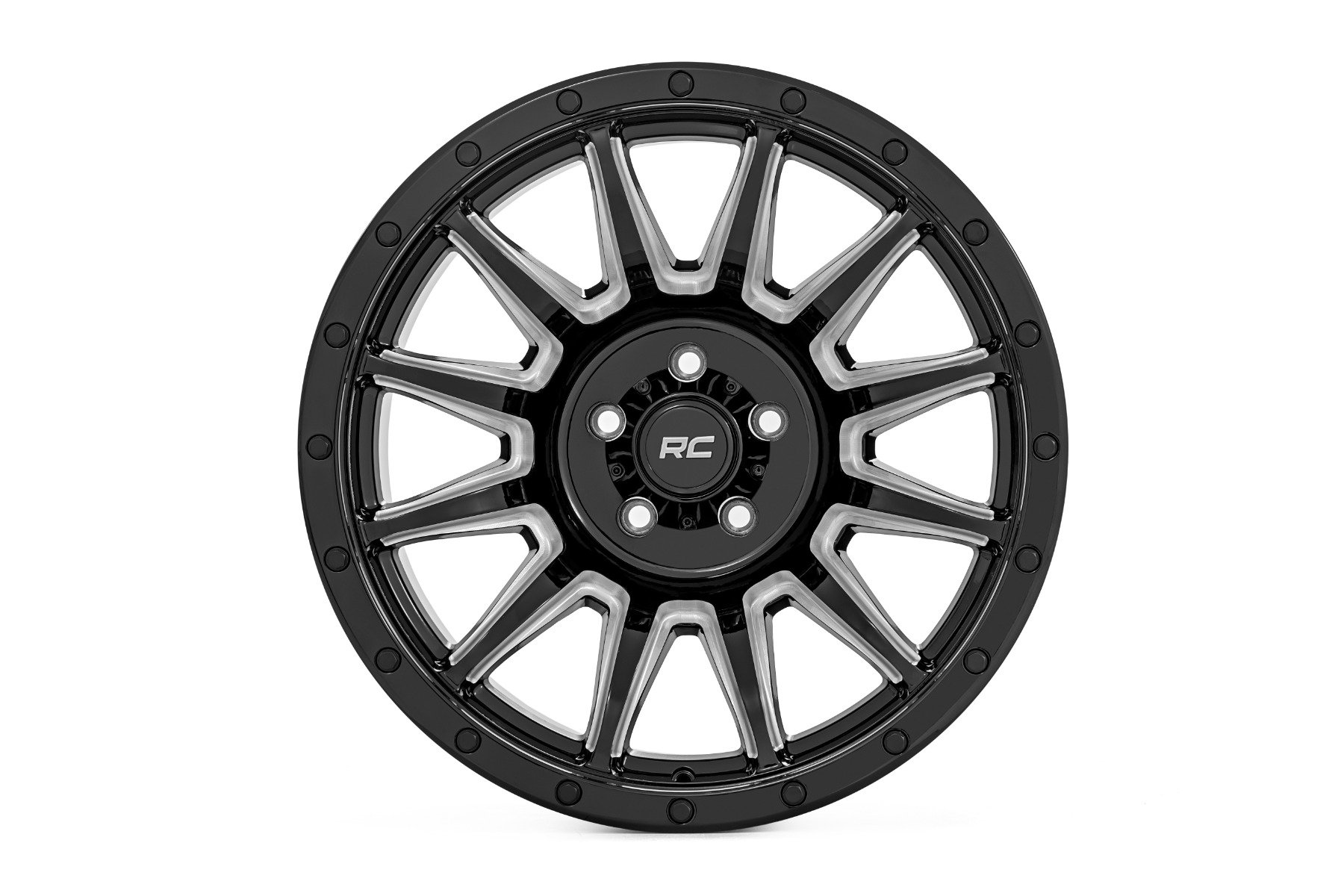 Rough Country 90 Series Wheel | One-Piece | Gloss Black w/machined spokes | 20x9 | 6x5.5 | 0mm - Image 2