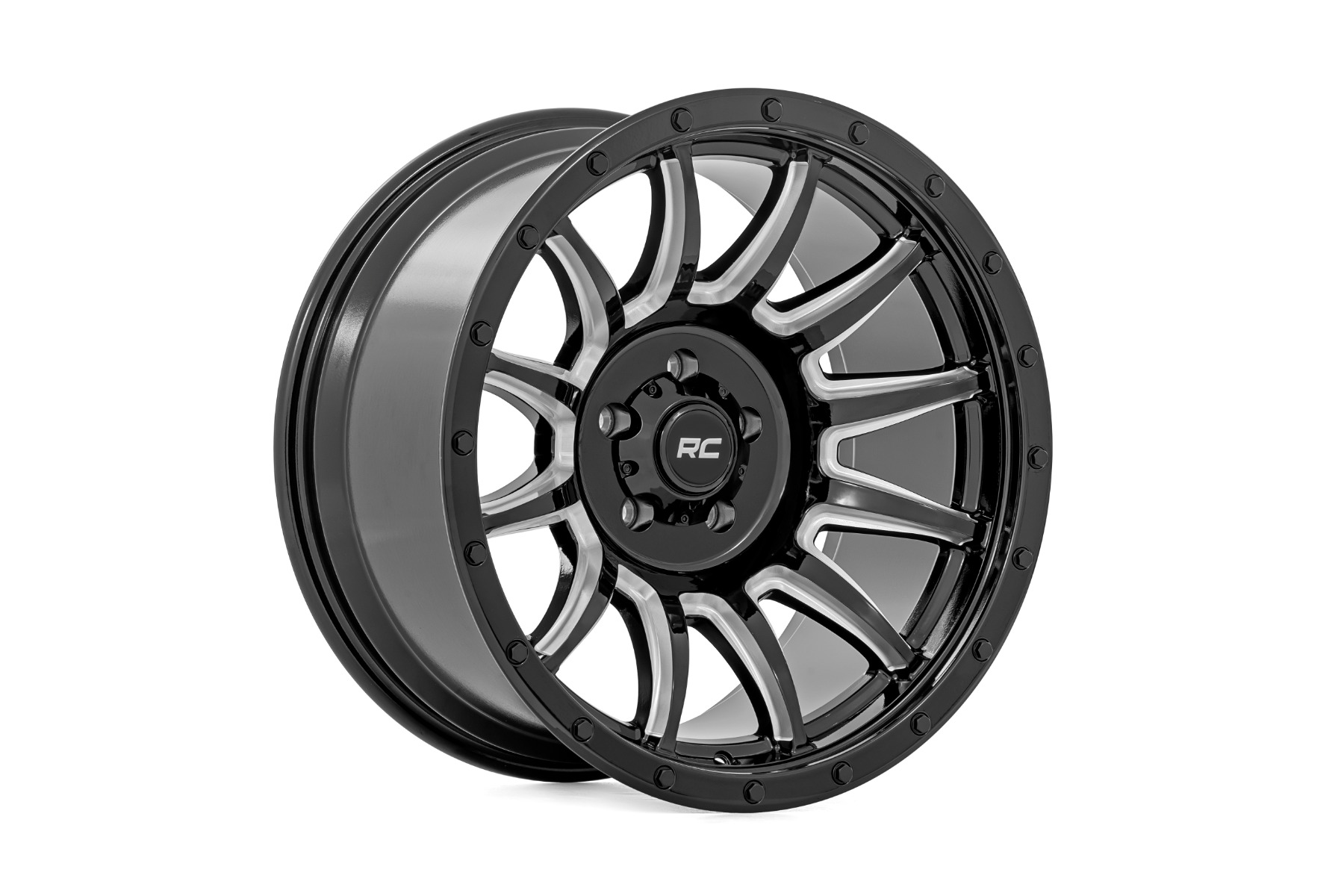 Rough Country 90 Series Wheel | One-Piece | Gloss Black w/machined spokes | 18x9 | 6x5.5 | 0mm - Image 3