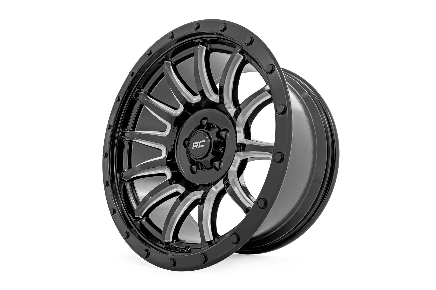 Rough Country 90 Series Wheel | One-Piece | Gloss Black w/machined spokes | 18x9 | 6x5.5 | -12mm - Image 4